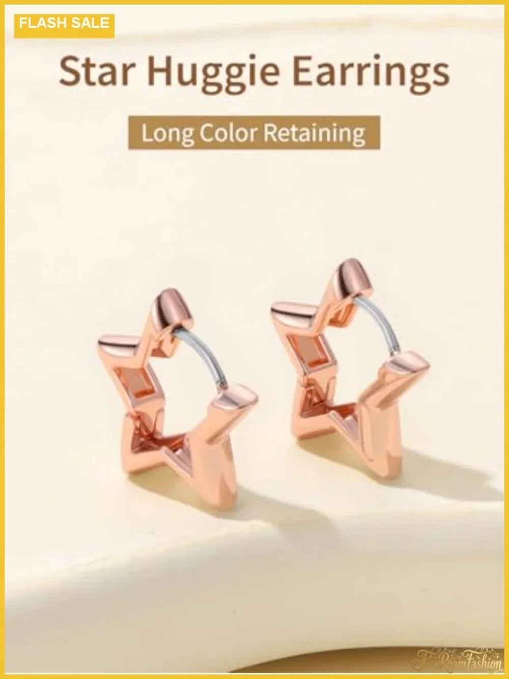 Hypoallergenic Small Star Hoop Earrings 14K Gold Plated Cute Huggie Earrings